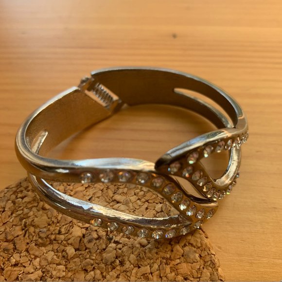 Rhinestone & Faux Silver Bracelet - Picture 9 of 12